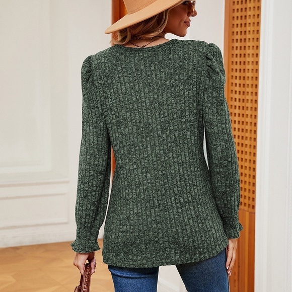 Whispering Winds Women’s Puff Sleeve Sweater - Picture 4 of 5